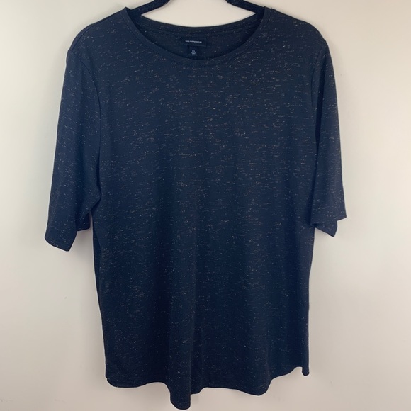 Who What Wear black gold glitter speck casual short sleeve tee shirt - Picture 5 of 8